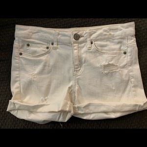 American Eagle White denim distressed shorts